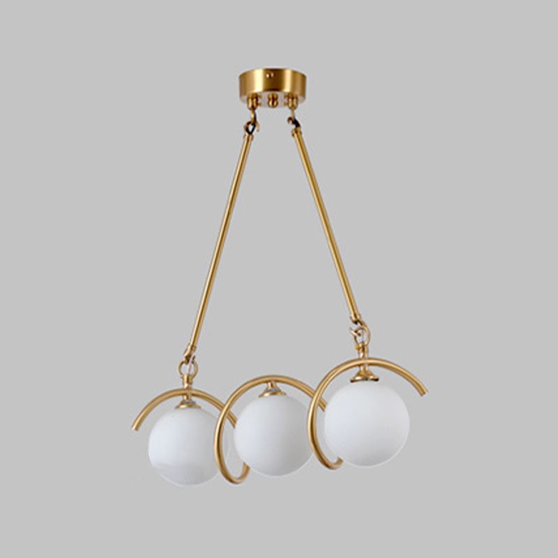 Moderne Kupfer Island Lights Multi-Head-Restaurant Hängende Lampen mit Globe Glass Shade