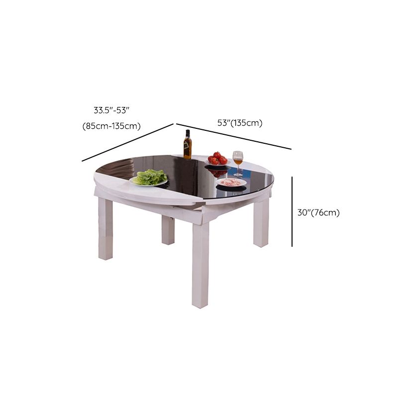 Contemporary Tempered Glass Top Dining Room Set Folding for Kitchen