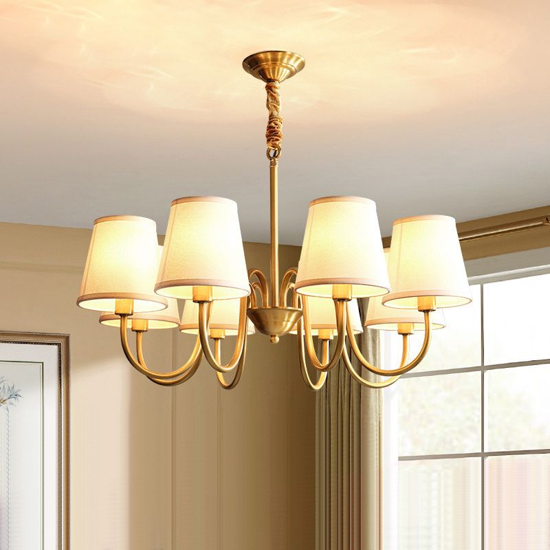 Traditional Creative Sputnik Hanging Lamp Copper Indoor Pendant Light with Fabrics Shade
