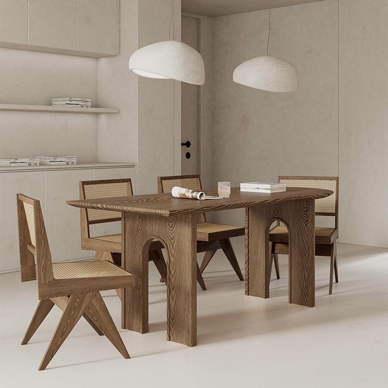 Modern Wooden Dining Table Double Pedestal Dinner Table for Dining Room