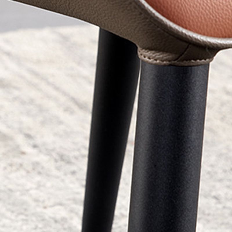 Black Metal Legs Dining Chairs Faux Leather Low Back Side Chair