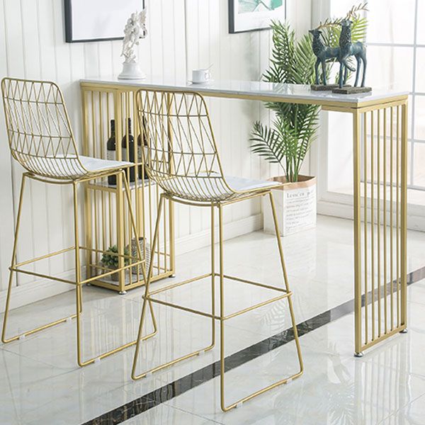 Glam Style Bar Table Set 1/3 Pieces Rectangle Bar Table with Upholstered Stools