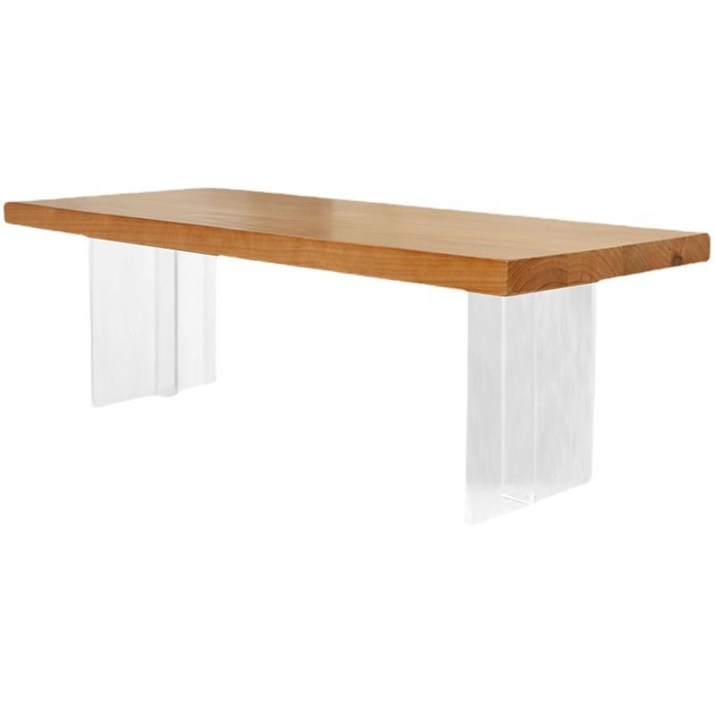 Scandinavian Coffee Table with Solid Wood Top and Acrylic Base