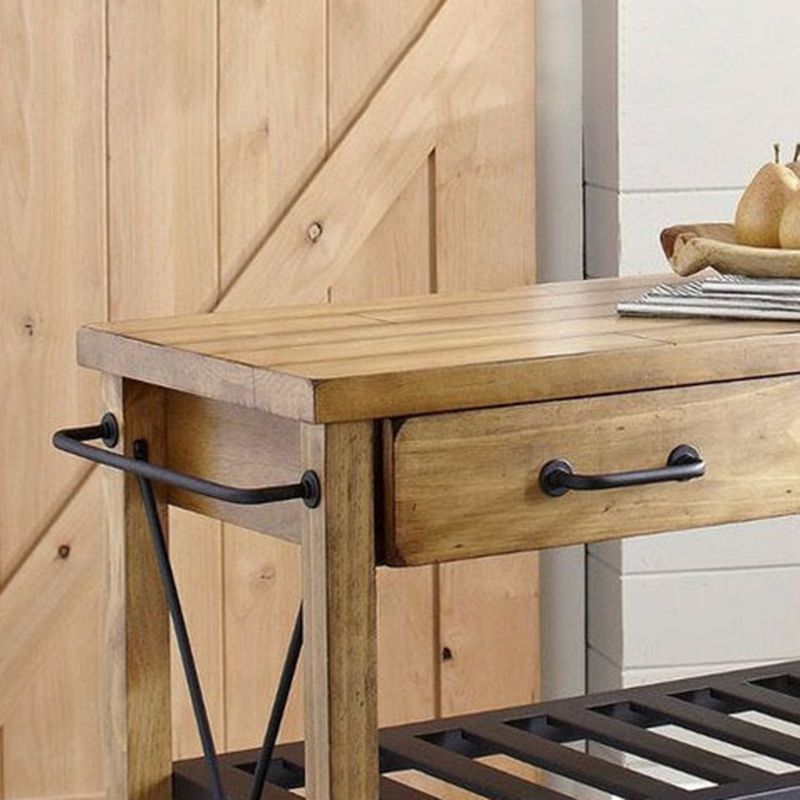 Contemporary Wood Kitchen Island Cart Rolling Kitchen Cart with Open Storage