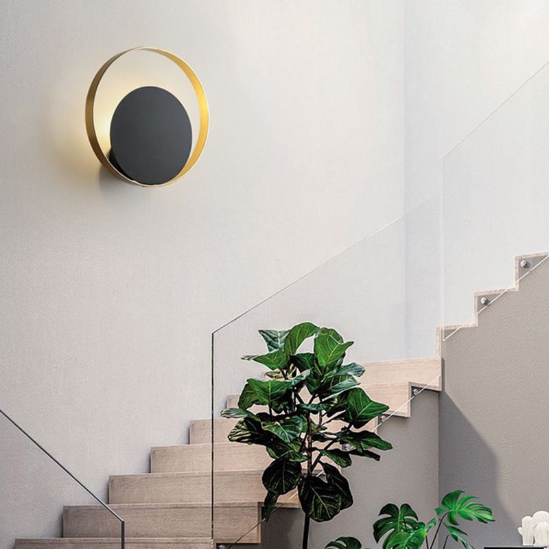 Circle Wall Mounted Lamp Postmodern Simplicity Metal Wall Mount Lamp for Living Room