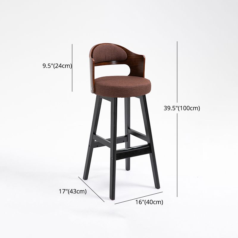 Taburetes de bar de madera industriales para interiores de cuero con asiento redondo