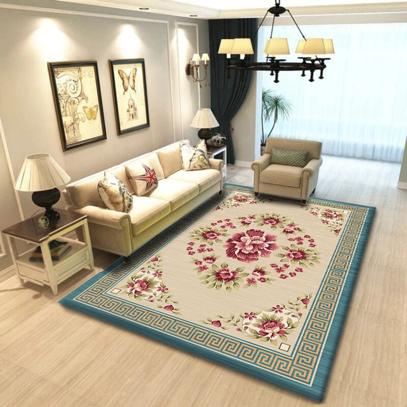 Modern European Carpet Antique Pattern Polyester Area Rug Non-Slip Backing Rugu for Home Decor