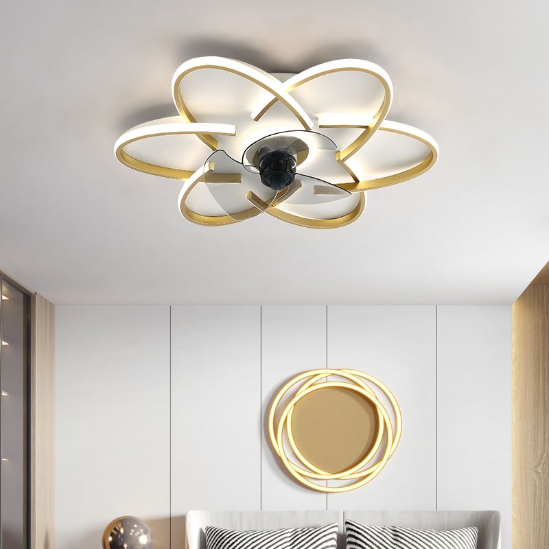 Geometric Shape Metal Ceiling Fans Modern Style Multi-Lights Ceiling Fan Lamp Fixture