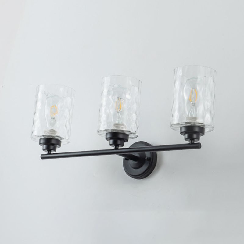 Industrial Metal Wall Light Black 3 Lights Wall Sconce with Glass for Living Room