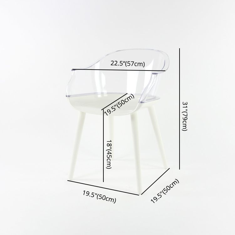 Glam Style Transparent Acrylic Arm Chair Multicolor Dining Arm Chair for Home