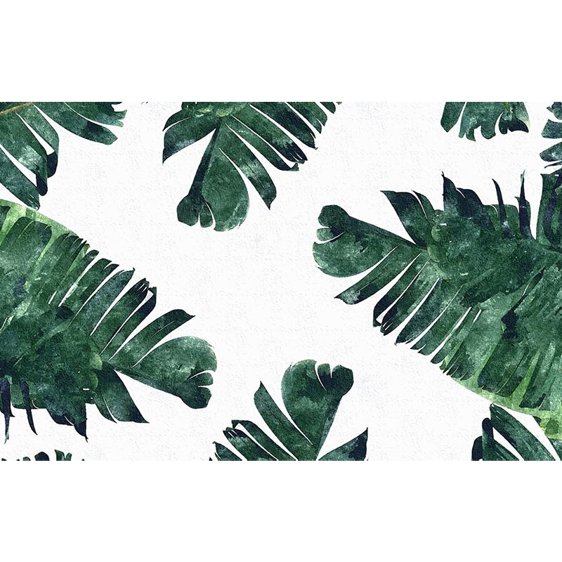 Light Color Diverse Leaves Mural Moisture Resistant Tropical Living Room Wall Covering