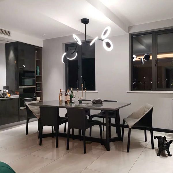 Moderne stijl metalen kroonluchter licht zwarte schotel schaduw hanglamp voor woonkamer