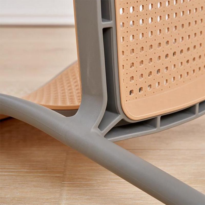Plastic Patio Dining Side Chair Indoor Armless Open Back Chair