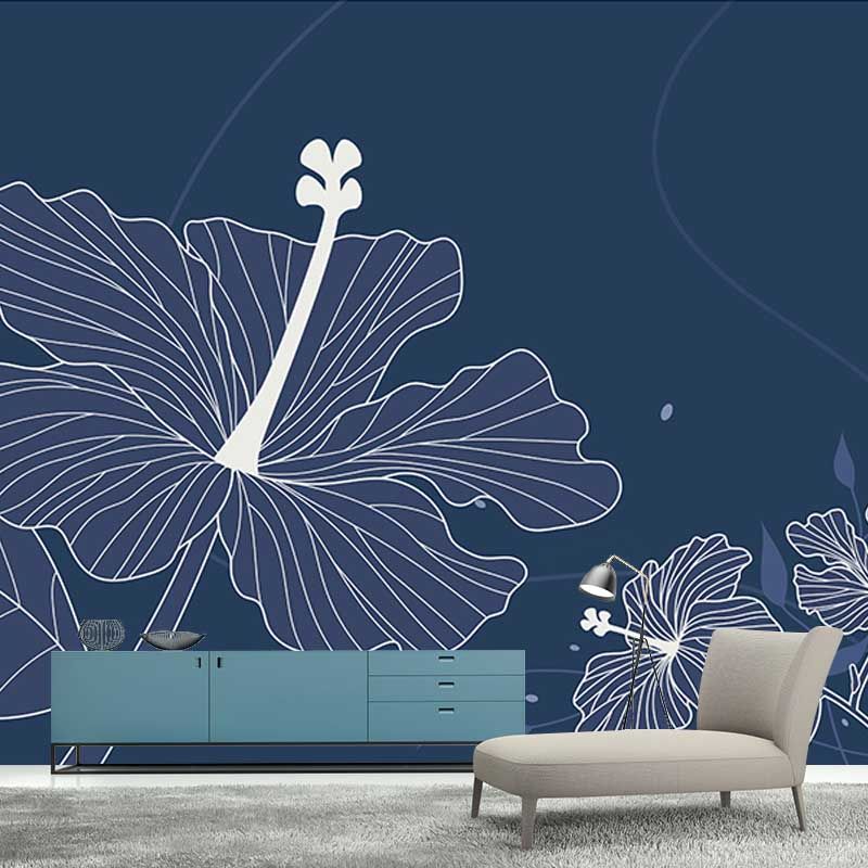 Plant Illustration Contemporary Wall Covering for Sleeping Room, Custom Size