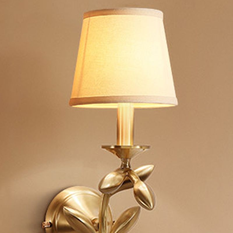American Style Branch Wall Light Natural Burlap Shade Wall Sconce with Brass