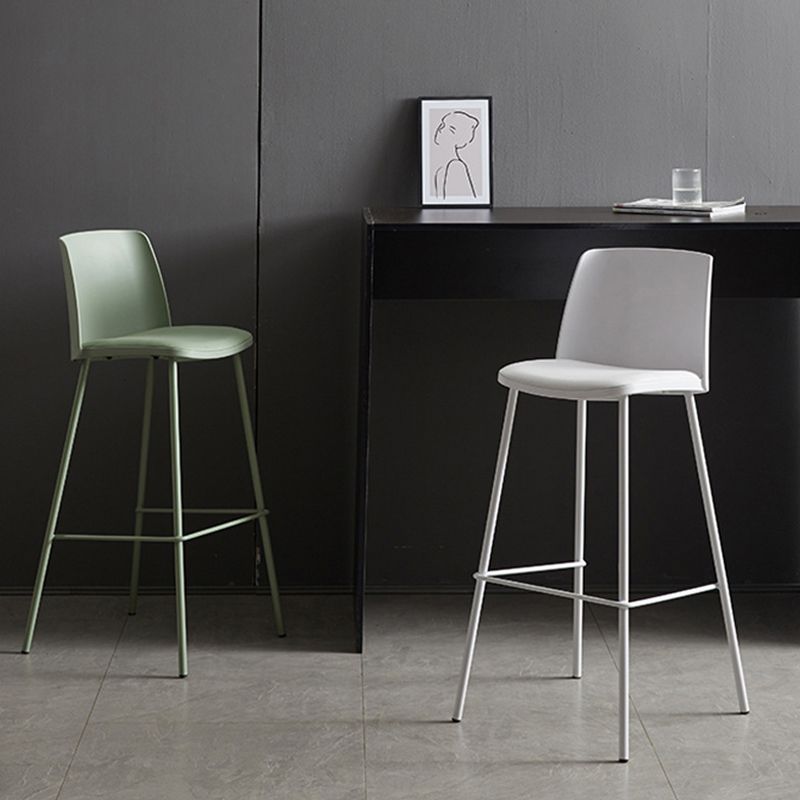 Contemporary Upholstered Low Back Plastic Bar Stools with Metal Base