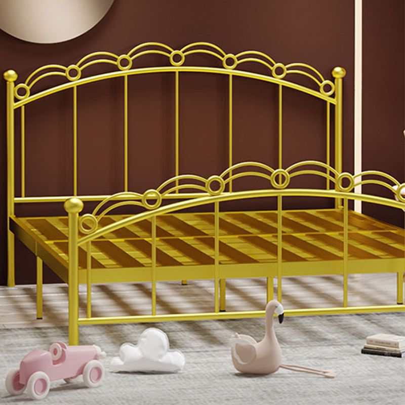 Open-Frame Glam Bed Metal Bed Frame with Rainbow Headboard and Footboard