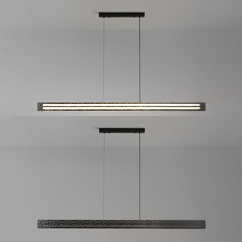 Contemporary Hanging Light Linear LED Island Light Fixture with Glass for Dining Room
