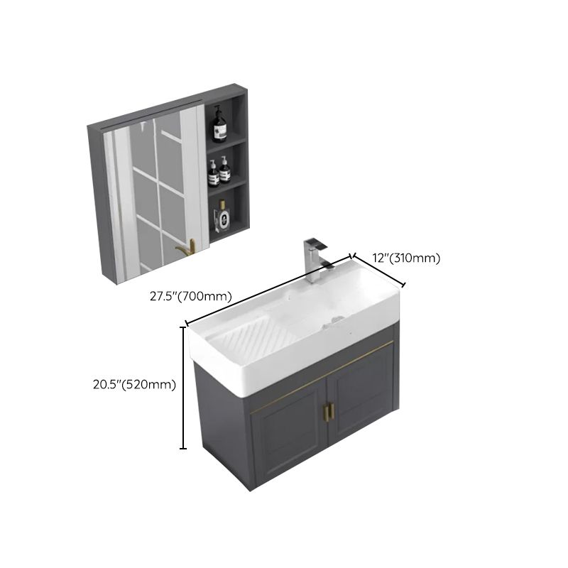 Modern Single Bath Vanity Wall Mount Ceramic Top Bathroom Vanity