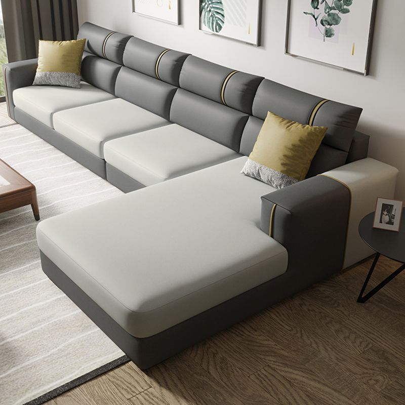 Contemporary L-Shape Sectional with Chaise and Recessed Arms