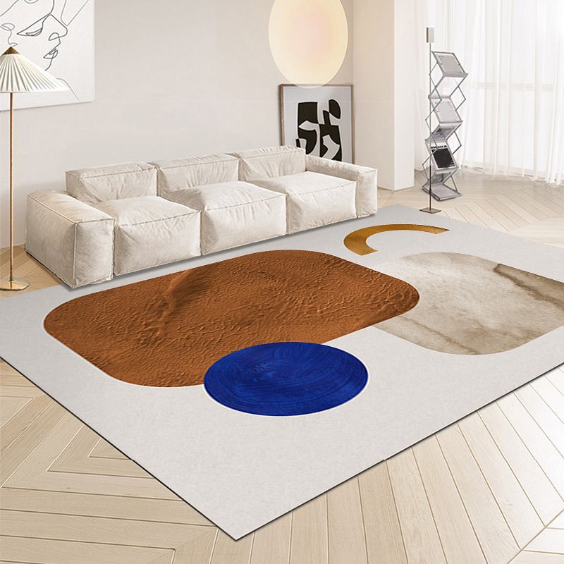 Dark Brown Color Lump Rug Polyester Modern Rug Washable Rug for Living Room