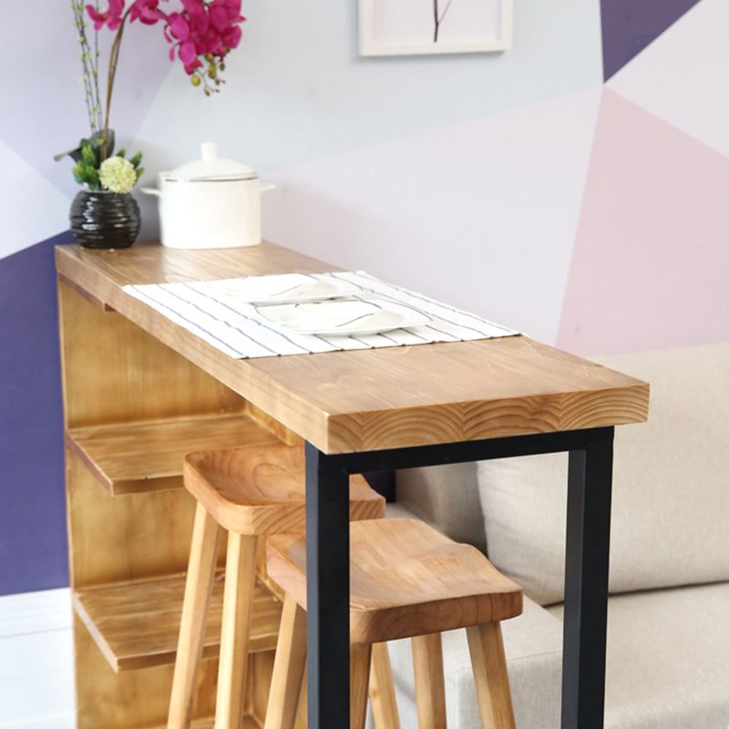 Industrial Style Bar Table Original Wood Top 42-inch Height Pub Table for Dining Room