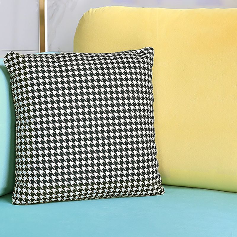 36" High Modern Velvet Square Arm Sofa with 2 Pillows Standard Sofa for Living Room