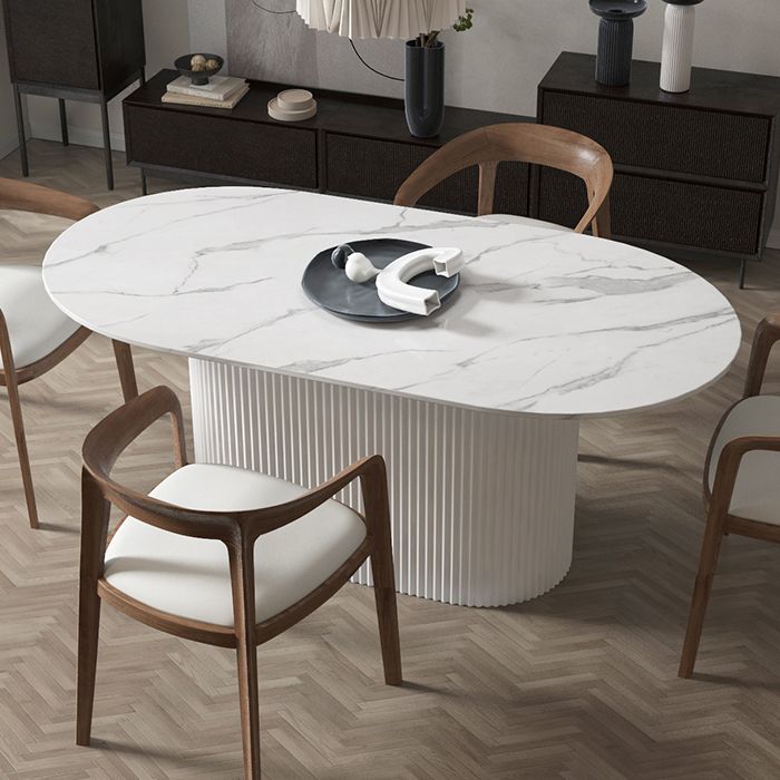 Muebles con base de pedestal, colección de comedor ovalada de estilo sencillo para el hogar