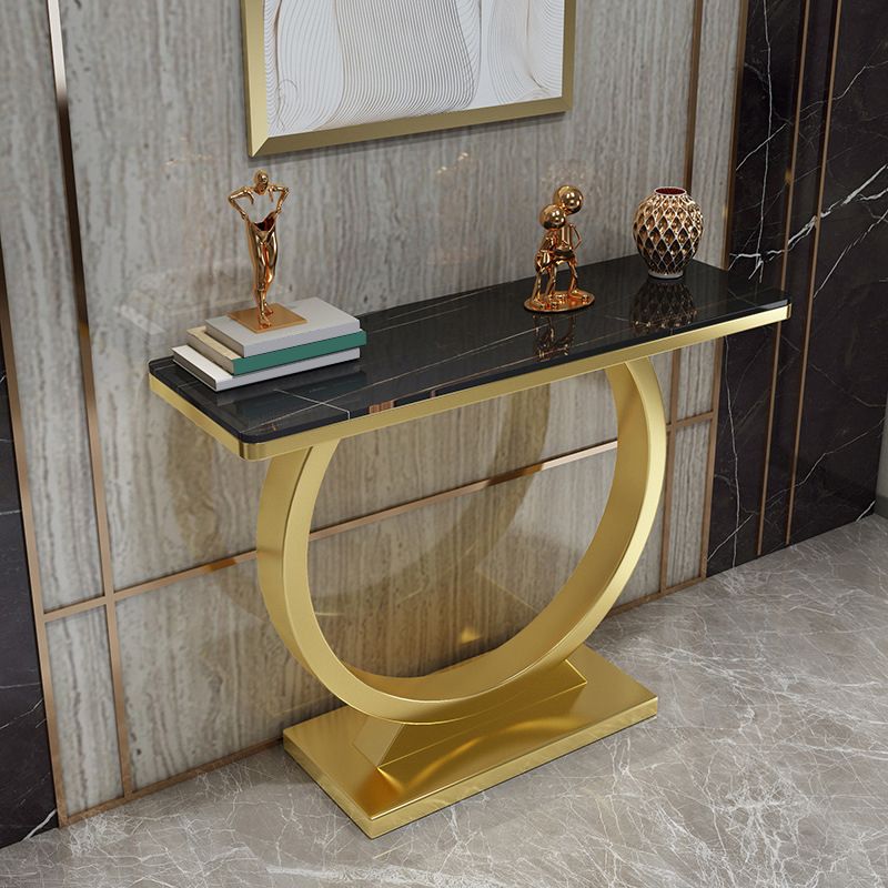 Stone Console Table Modern 31.5-inch Tall Accent Table with Shelf