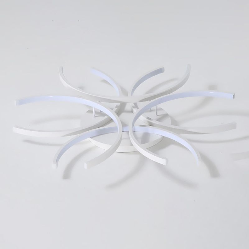 Acrylic White LED Ceiling Light in Modern Concise Style Lacquered Aluminium Linear Semi Flush Mount