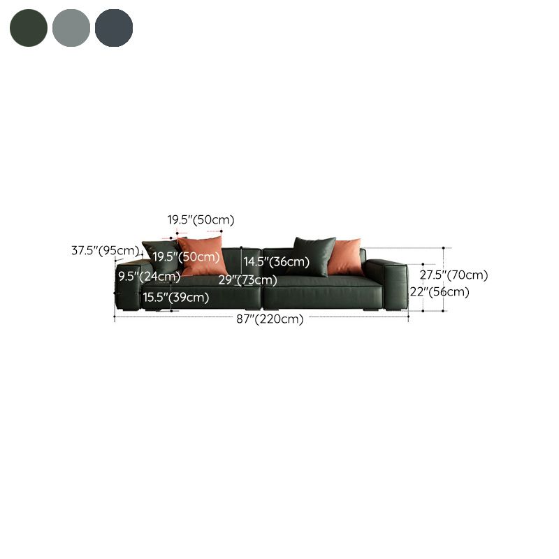 Contemporary Stationary Faux Leather Living Room Seating Square Arm Cushions Sofa