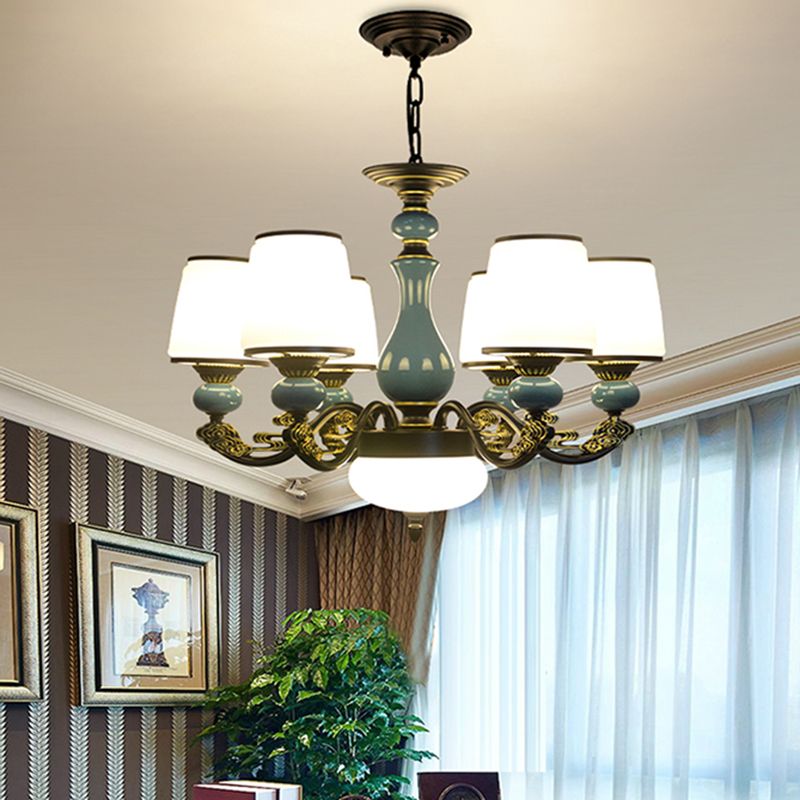 Cylinder Shape Pendant Lights Modern Style Glass Chandelier Light Fixtures