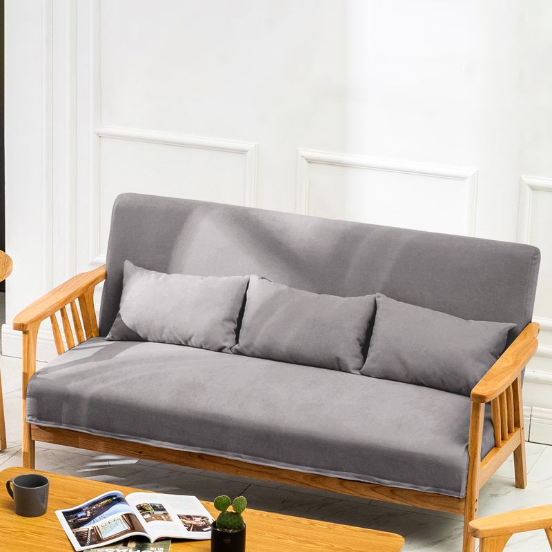 Square Arm Sofa Solid Wood Pillow Back Seating for Living Room