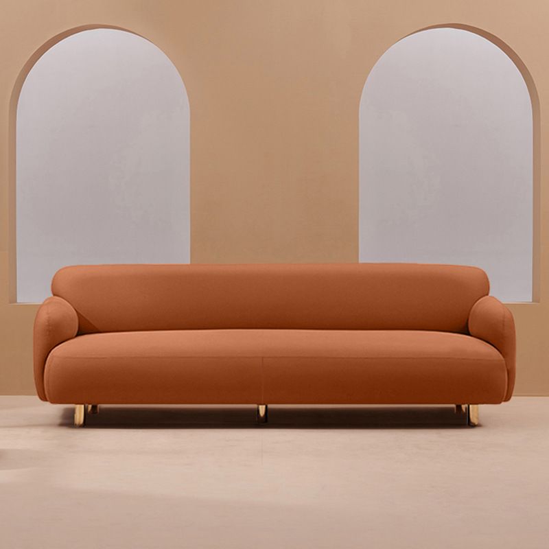Recessed Arm Sofa Mid-century Modern 3-Seater Faux Leather Sofa