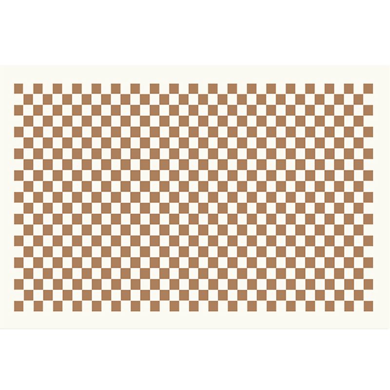Brown Modern Carpet Plaid Pattern Polyester Area Rug Stain Resistant Rug for Home Decor