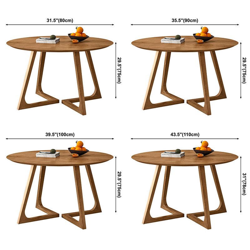 Eigentijdse ronde eettafel dennen vaste houten tafel met dubbele voetstuk