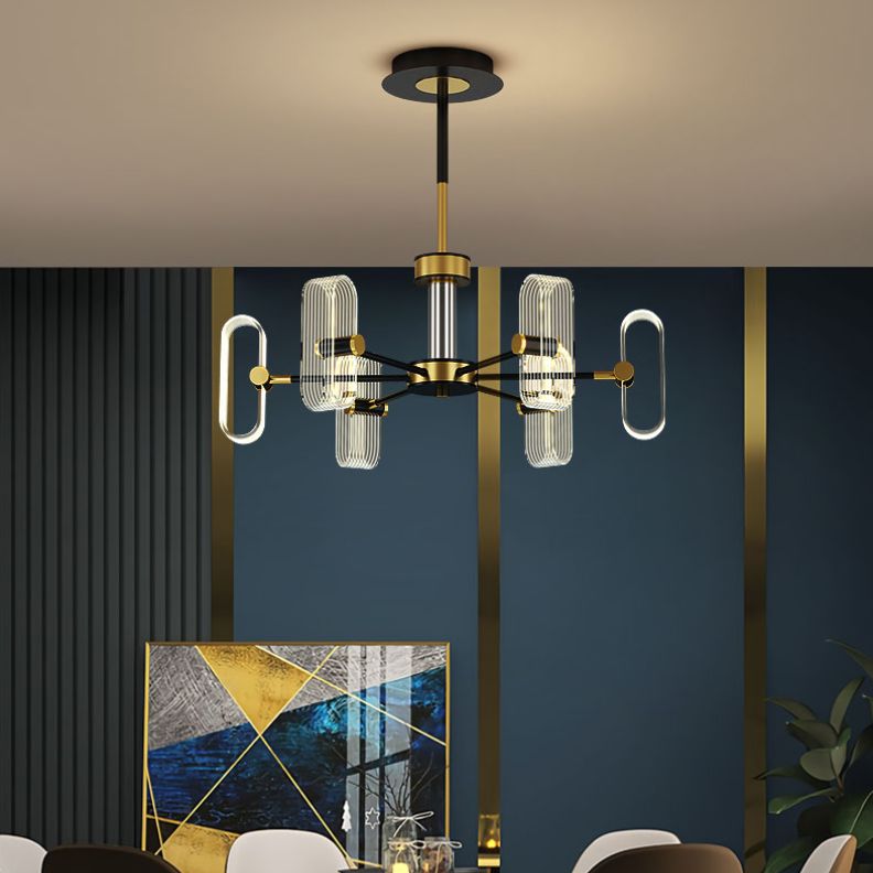 Black Metal Ceiling Hung Fixtures Minimalism LED Sputnik Pendant Lighting