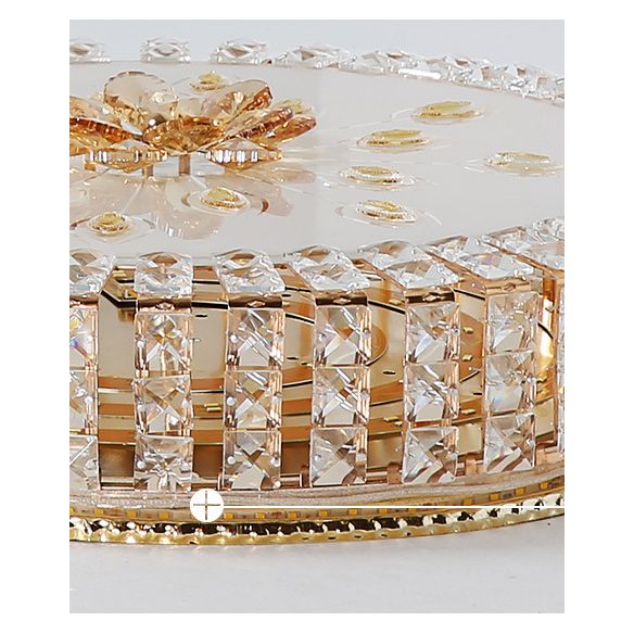 Metal White LED Plafond Armatuur in Modern Luxury Style Circular Crystal Flush Mount met Glass Shade