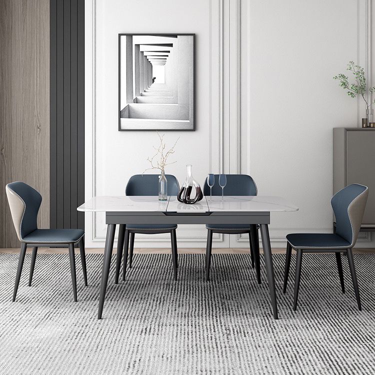 Silla de comedor sin brazos Wingback de diseño industrial Sillas de comedor de piel sintética