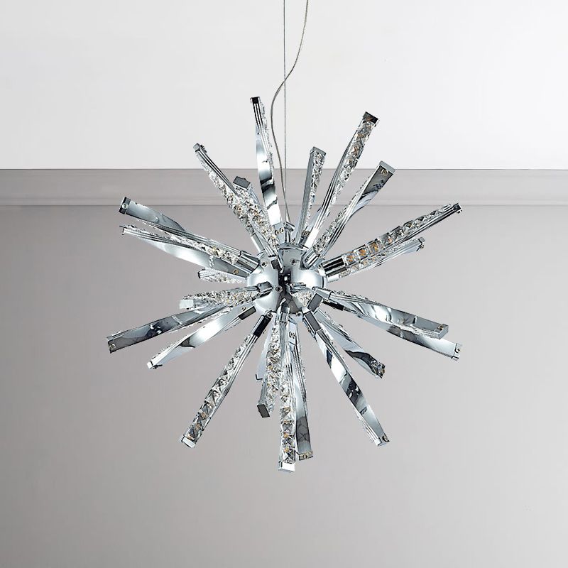 Sputnik Chandelier Pendant Light Nordic Crystal LED Chrome Hanging Pendant Lamp for Living Room