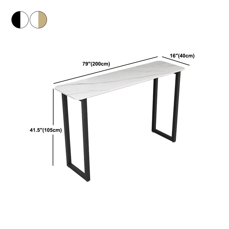 Traditional Luxury Stone Bar Table Rectangle Bar Dining Table with Sled Base