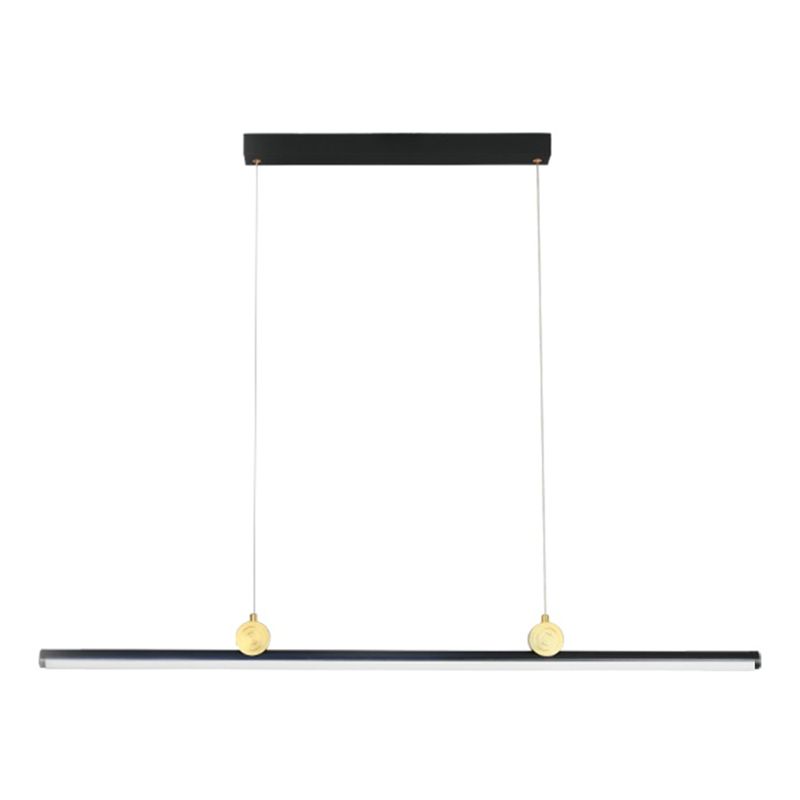 Black Aluminum Island Lamp Modern Linear Restaurant Pendant Light with Acrylic Shade