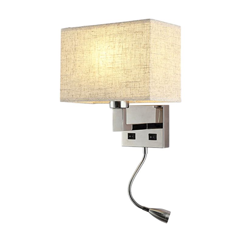 Fabric Cuboid Wall Light Kit Minimalist 1 Licht weiß/beige Spotlight Lampe mit Ladeanschluss