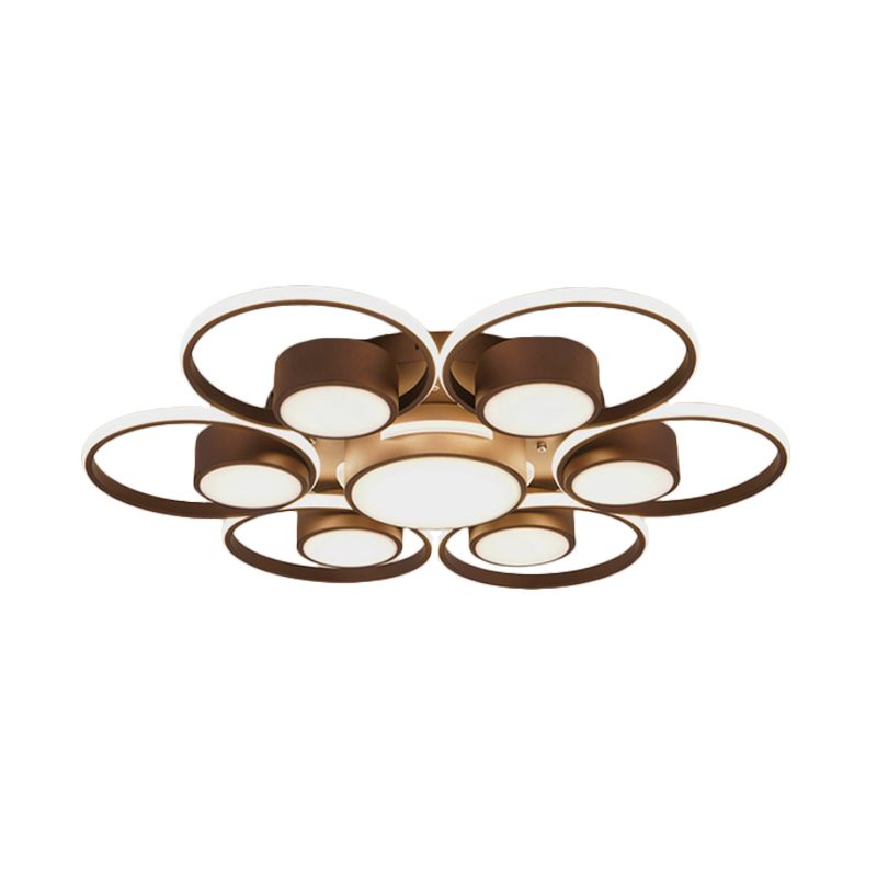 Modernism 2/4/6 Lights LED Ceiling Flush Mount Light with Acrylic Shade Brown Round Ceiling Light Fixture in Warm/White Light