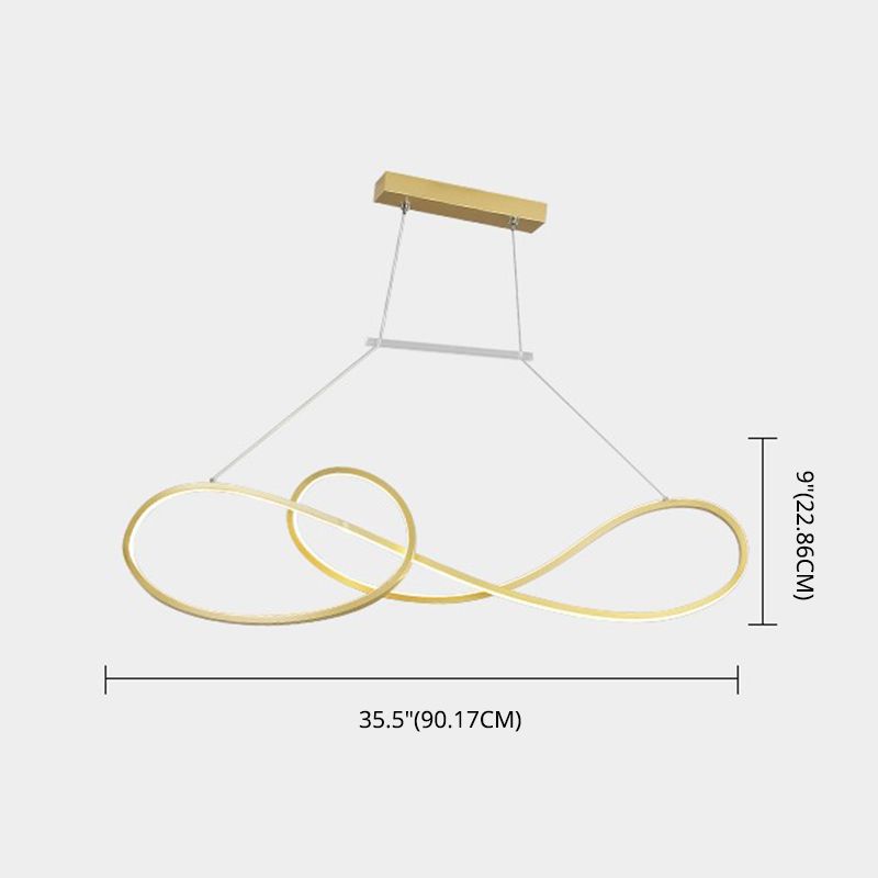 LED Strip Island Light Fixture Minimalist Metal Dining Room Linear Pendant Lighting