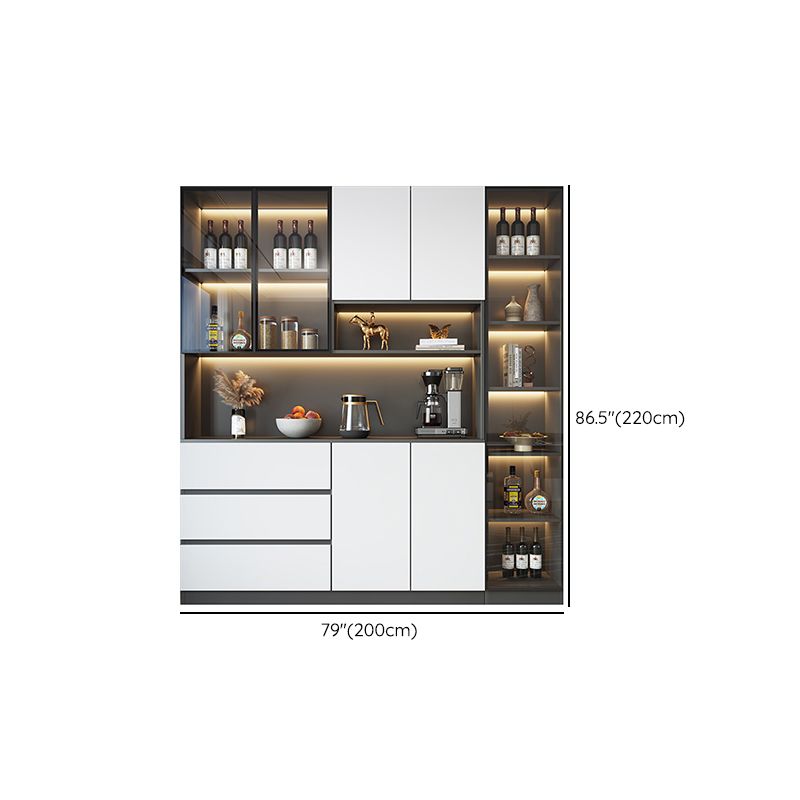 Modern Glass Adjustable Shelving Doors Wood Sideboard Cabinet with Cabinets and Drawers