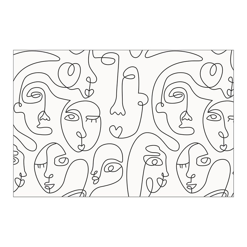 Abstract Man Drawing Line Carpet Polyester Rug Stain Resistant Anti-Slip Rug for Room