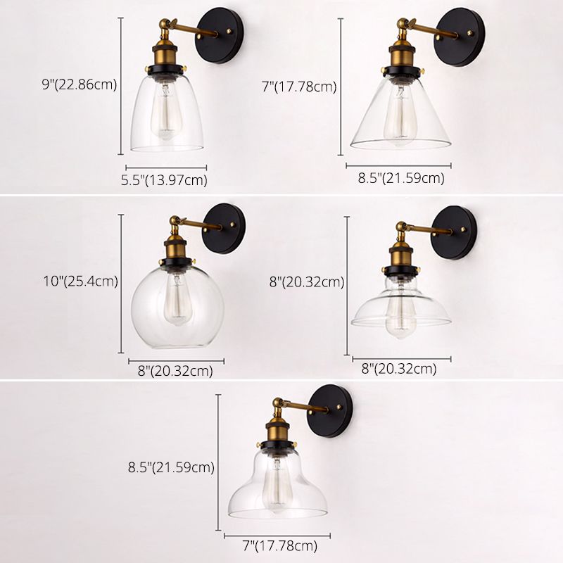 Armed Wall Light Sconce Modern Minimalist Style Glass 1 Light Sconces