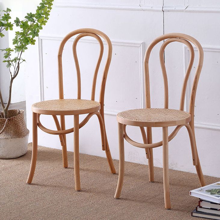 Silla tradicional de comedor de madera natural con respaldo Windsor de haya (juego de 2)