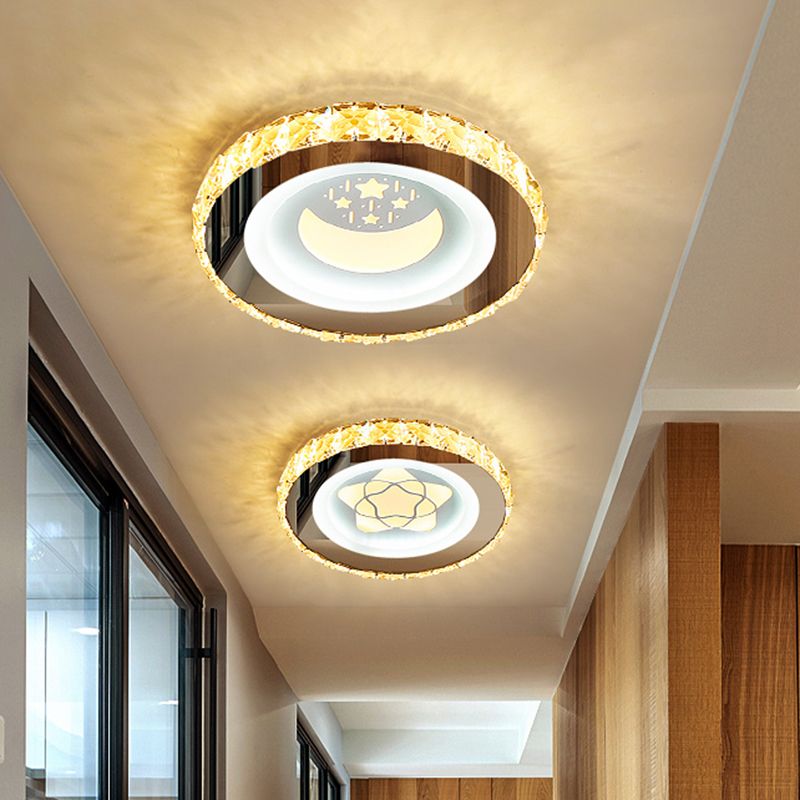 Encerclez la LED à la forme Mount Modern Crystal Stainless-Steel Flushmount Ceiling Light